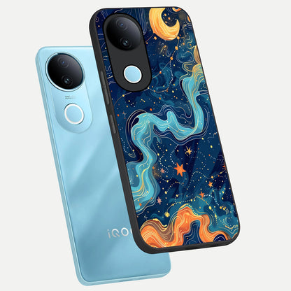  Celestial Dream Flow phone case for iQOO Z10R showing premium glass back cover with detailed artwork