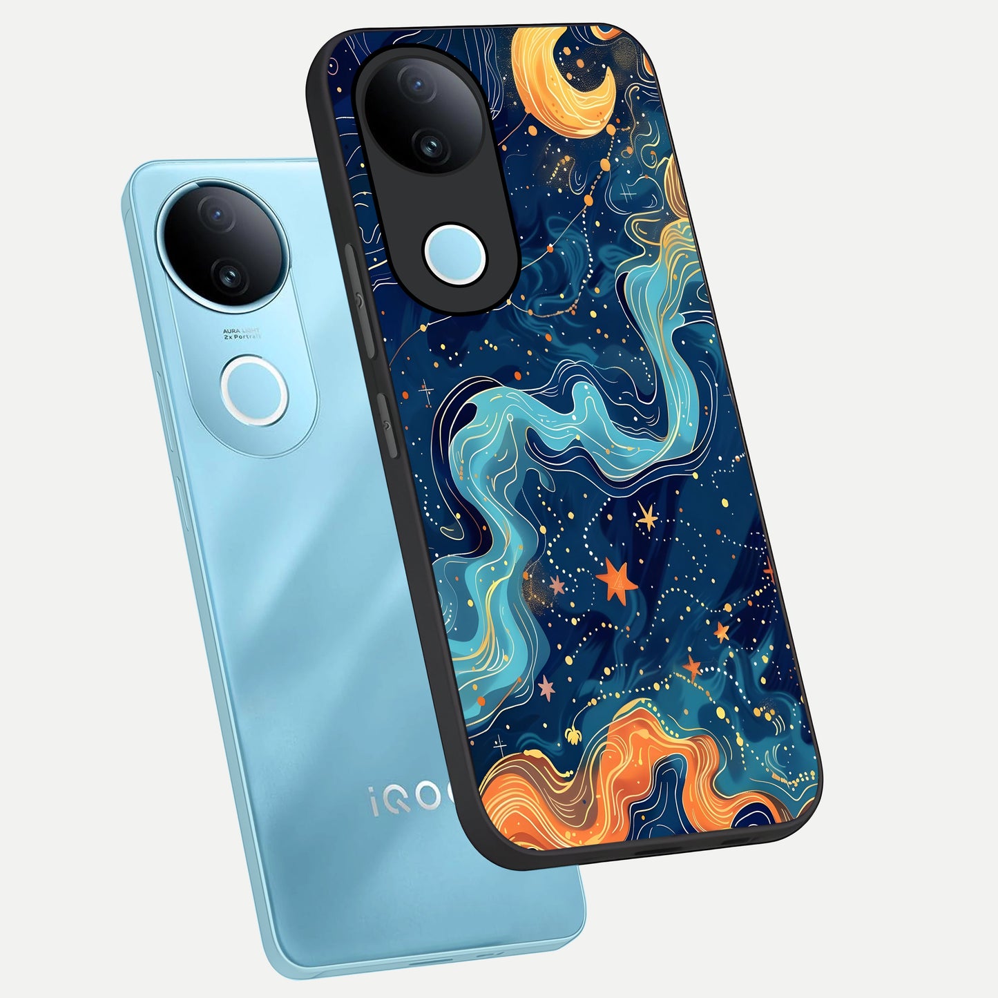  Celestial Dream Flow phone case for  iQOO Z10R showing premium glass back cover with detailed artwork