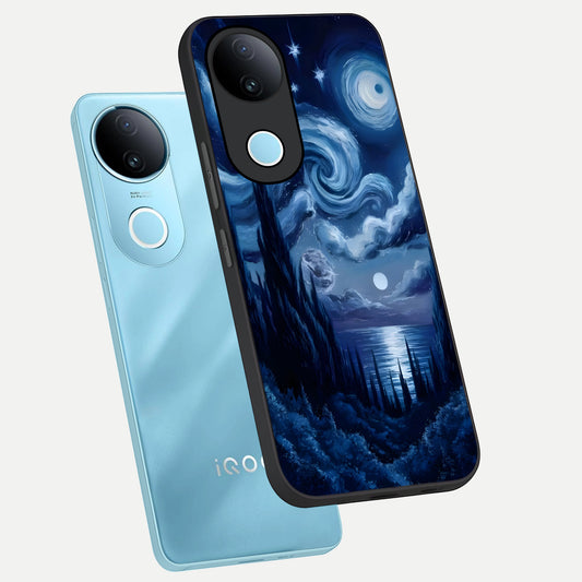  Celestial Dream Van Gogh phone case for  iQOO Z10R showing premium glass back cover with detailed artwork