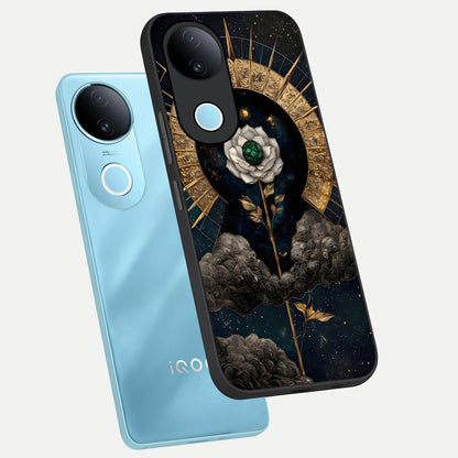  Celestial Lotus Morang phone case for  iQOO Z10R showing premium glass back cover with detailed artwork
