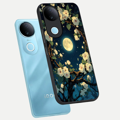  Celestial Moon And Flower phone case for  iQOO Z10R showing premium glass back cover with detailed artwork