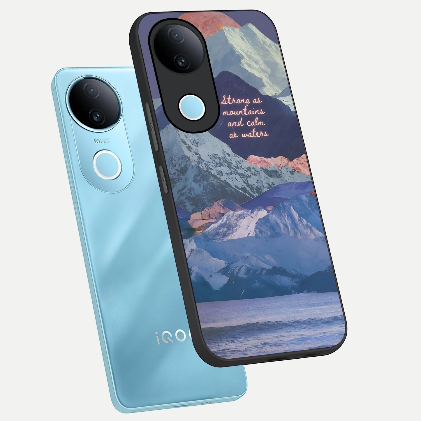  Celestial Mountain Calm phone case for  iQOO Z10R showing premium glass back cover with detailed artwork