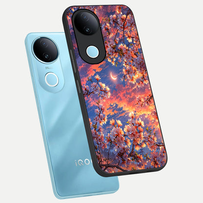  Celestial Sakura Sunset phone case for iQOO Z10R showing premium glass back cover with detailed artwork