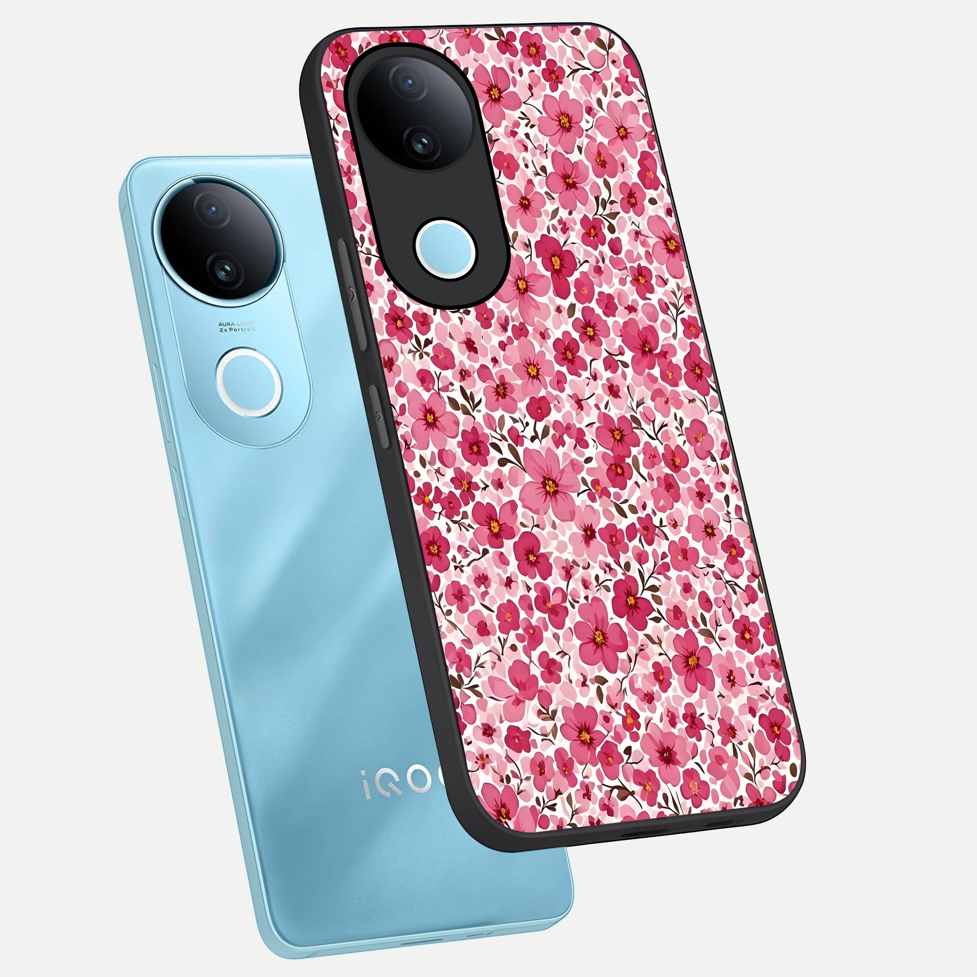  Cherry Blossom Charm phone case for  iQOO Z10R showing premium glass back cover with detailed artwork