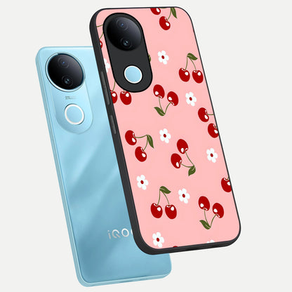  Cherry Love Mood phone case for  iQOO Z10R showing premium glass back cover with detailed artwork
