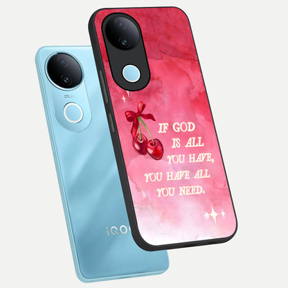  Cherry Quote phone case for iQOO Z10R showing premium glass back cover with detailed artwork