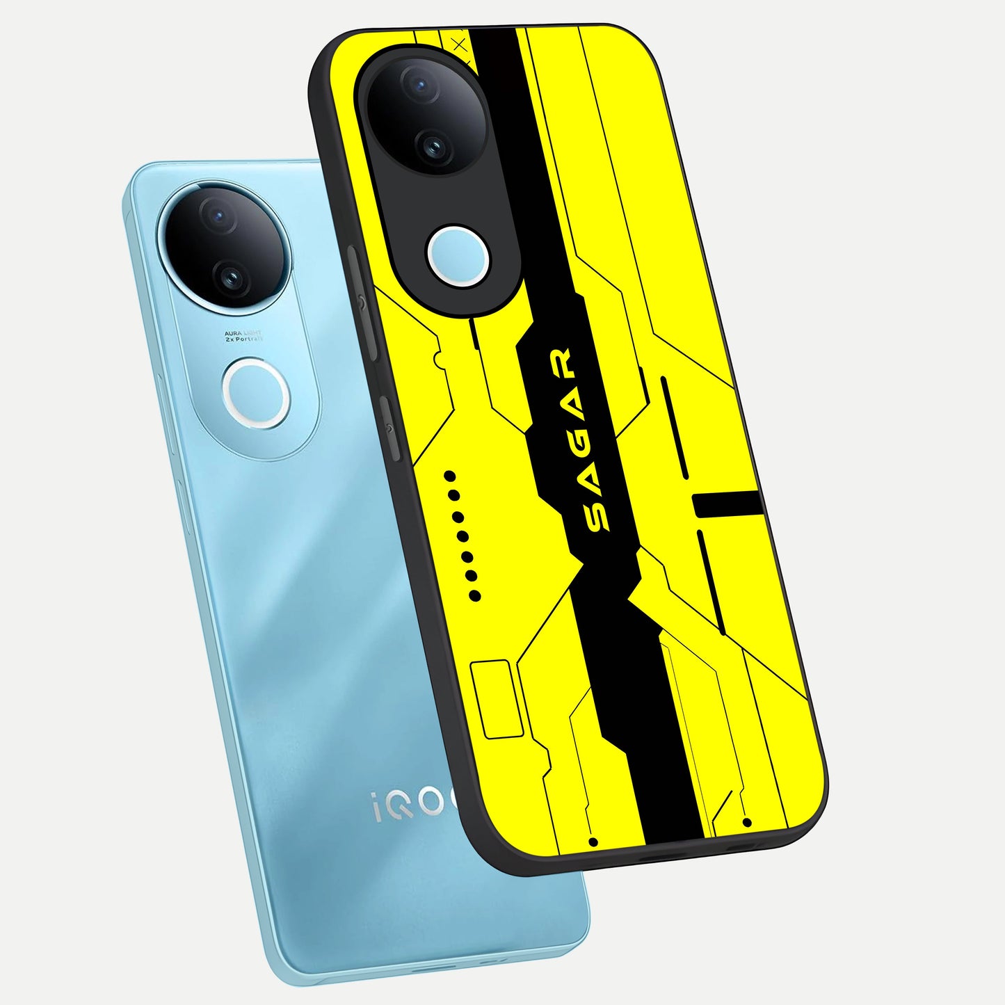 Circuit CYBERPUNK Custom Name phone case for iQOO Z10R showing premium glass back cover with detailed artwork