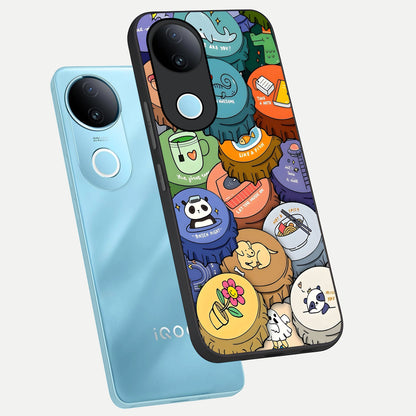  Coins Patterns phone case for  iQOO Z10R showing premium glass back cover with detailed artwork