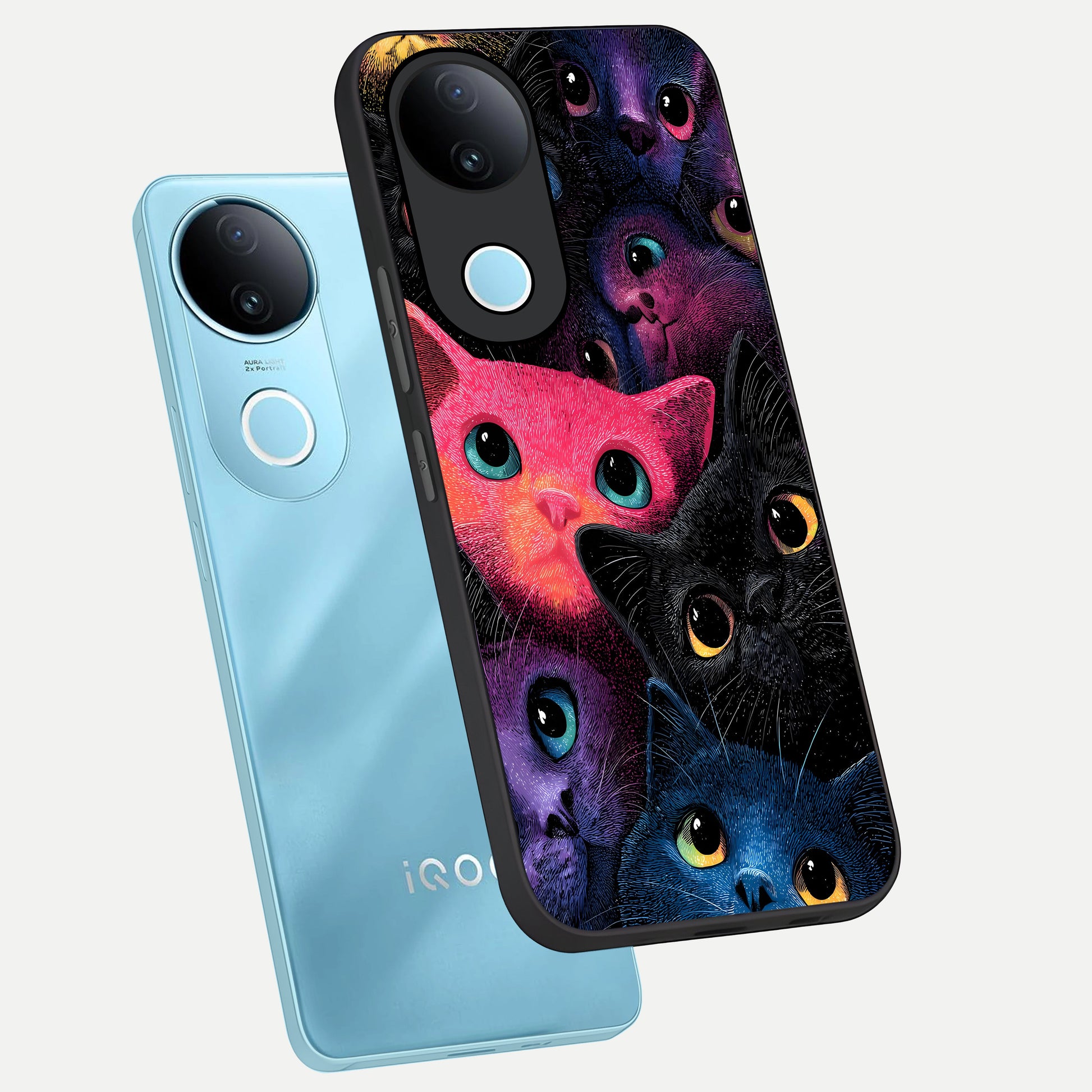  Cosmic Cats Dreams phone case for  iQOO Z10R showing premium glass back cover with detailed artwork
