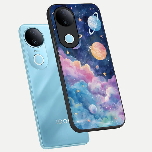  Cosmic Planet Dreams phone case for  iQOO Z10R showing premium glass back cover with detailed artwork