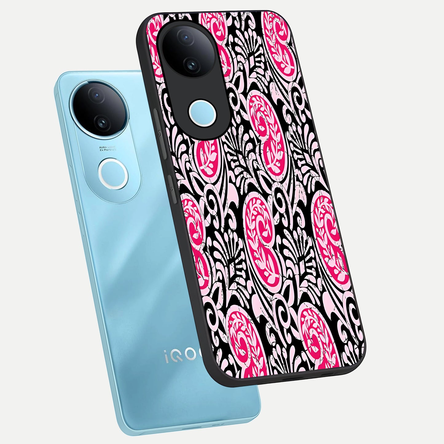  Crimson Paisley Charm phone case for  iQOO Z10R showing premium glass back cover with detailed artwork