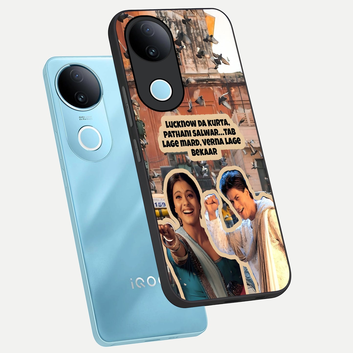  Desi Retro Vibes phone case for iQOO Z10R showing premium glass back cover with detailed artwork