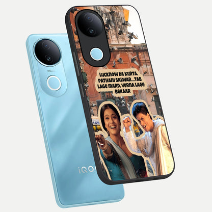  Desi Retro Vibes phone case for  iQOO Z10R showing premium glass back cover with detailed artwork