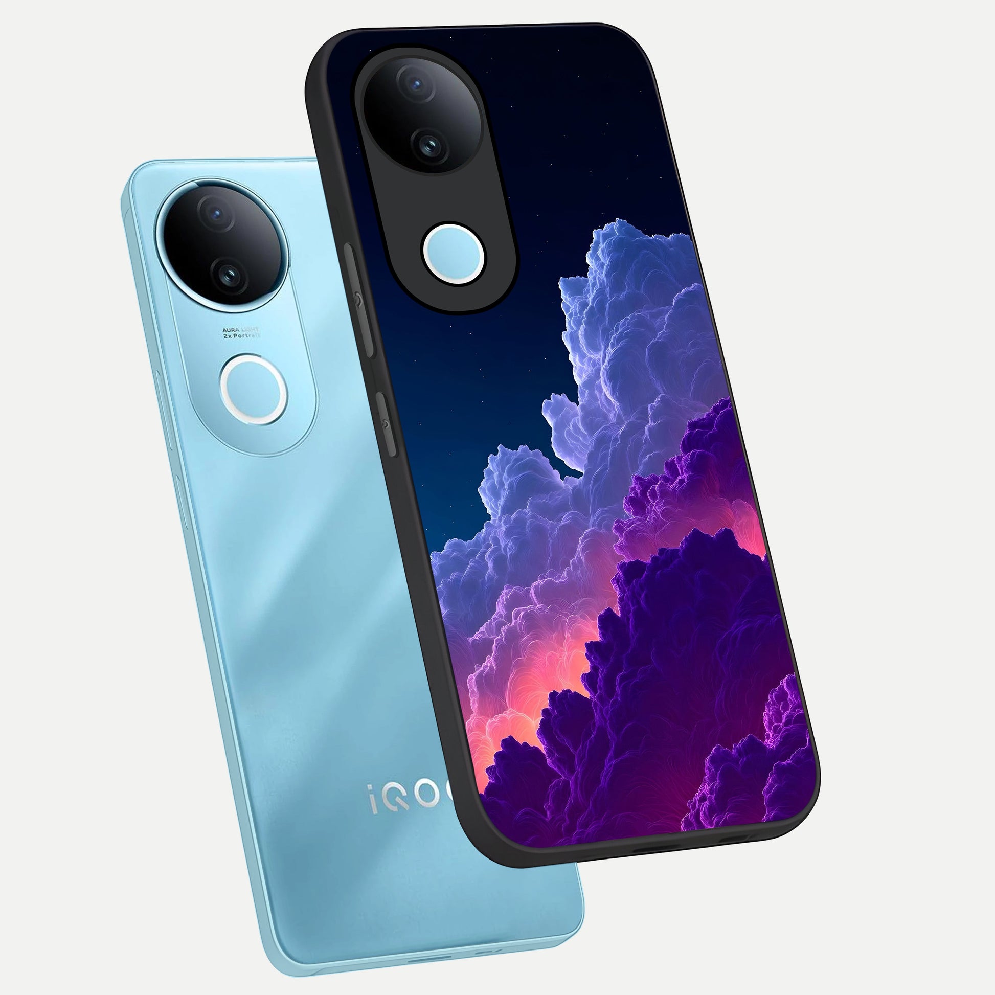  Dreamy Cloud Skies phone case for  iQOO Z10R showing premium glass back cover with detailed artwork