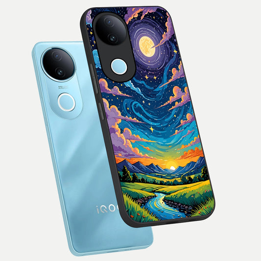  Dreamy Night Landscape phone case for iQOO Z10R showing premium glass back cover with detailed artwork