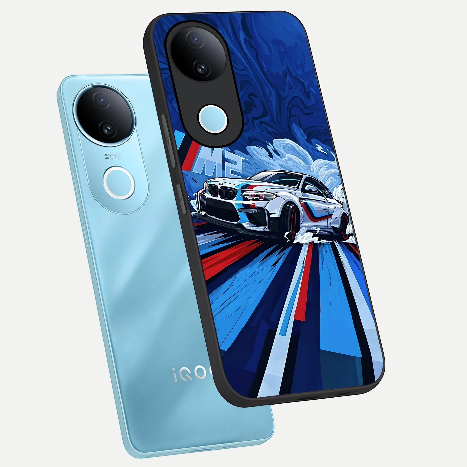 Drift Power Rush phone case for iQOO Z10R showing premium glass back cover with detailed artwork