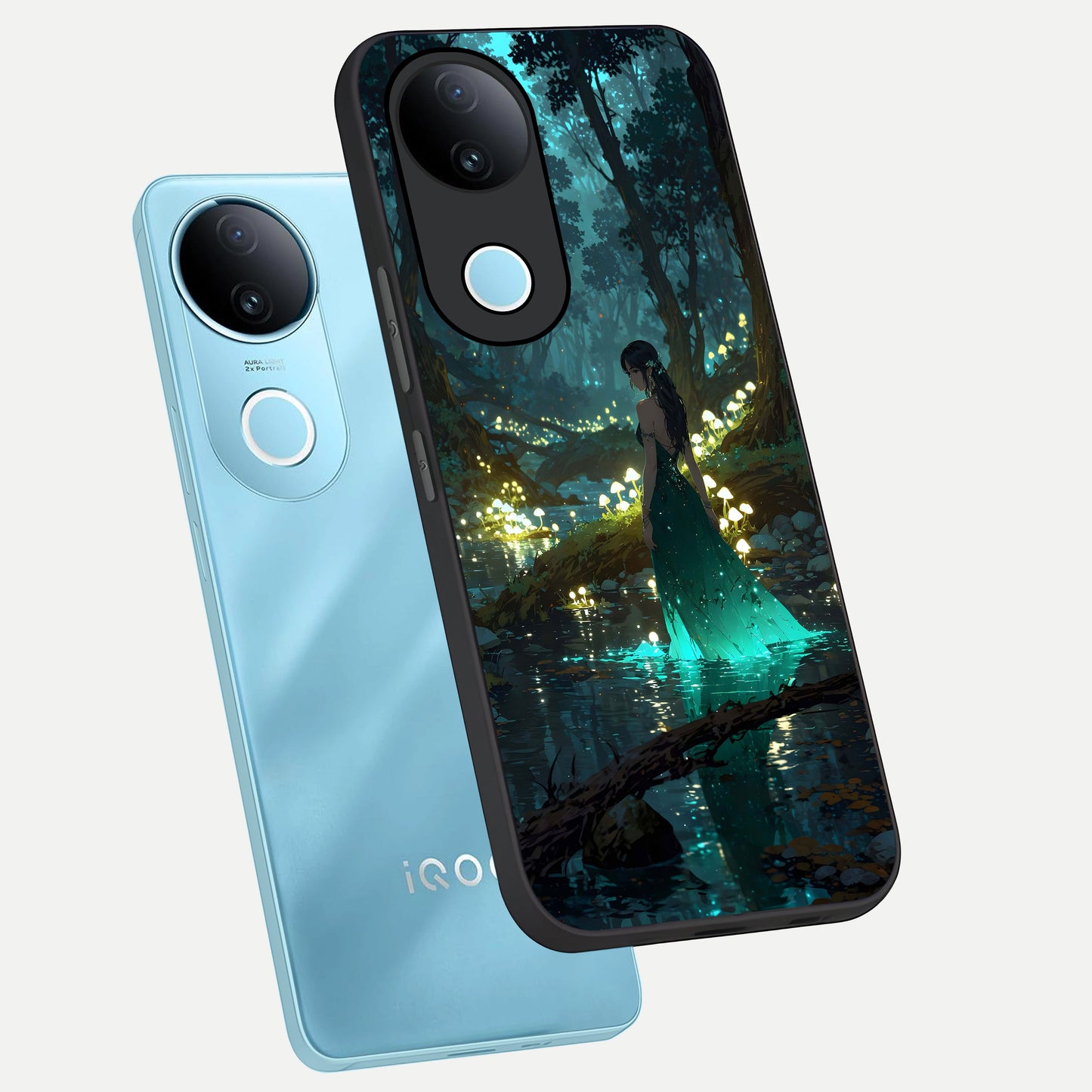 Enchanted Forest Glow phone case for  iQOO Z10R showing premium glass back cover with detailed artwork