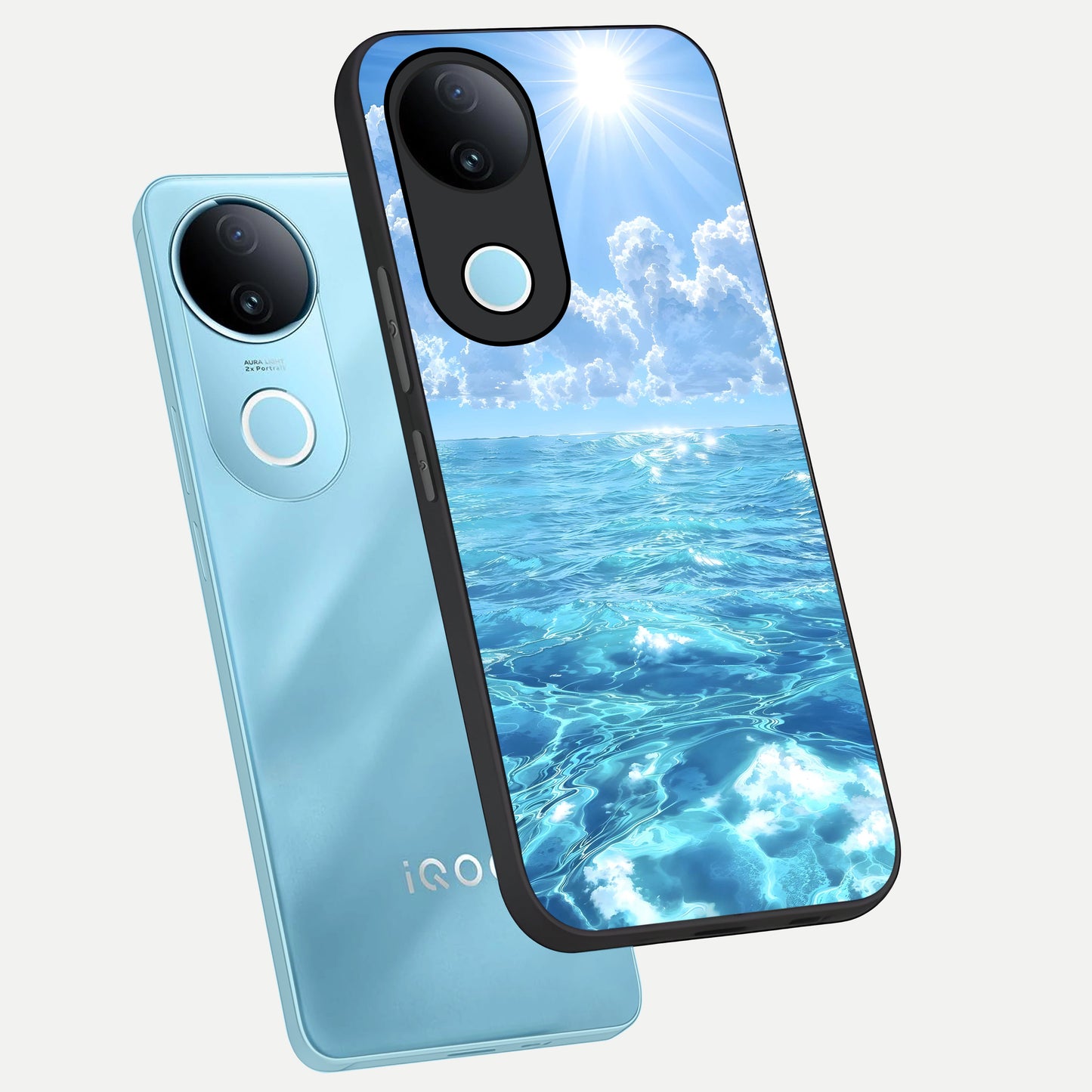  Endless Ocean Horizon phone case for iQOO Z10R showing premium glass back cover with detailed artwork