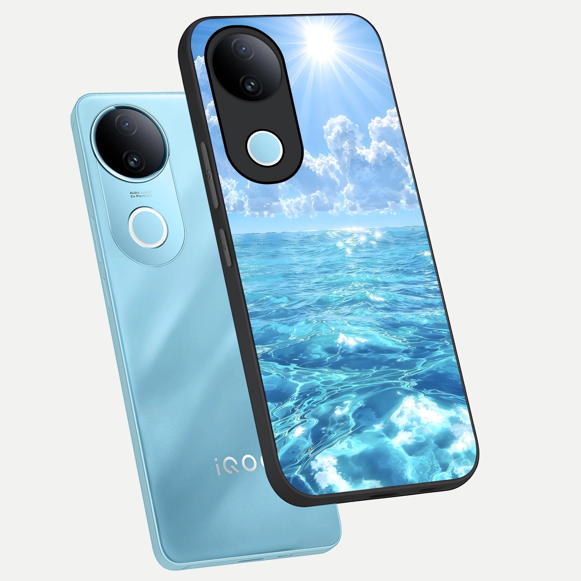  Endless Ocean Horizon phone case for  iQOO Z10R showing premium glass back cover with detailed artwork