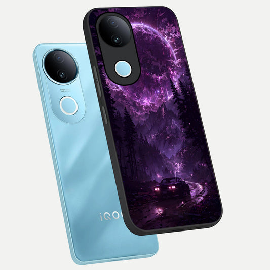  Eternal Cosmic Drive phone case for iQOO Z10R showing premium glass back cover with detailed artwork