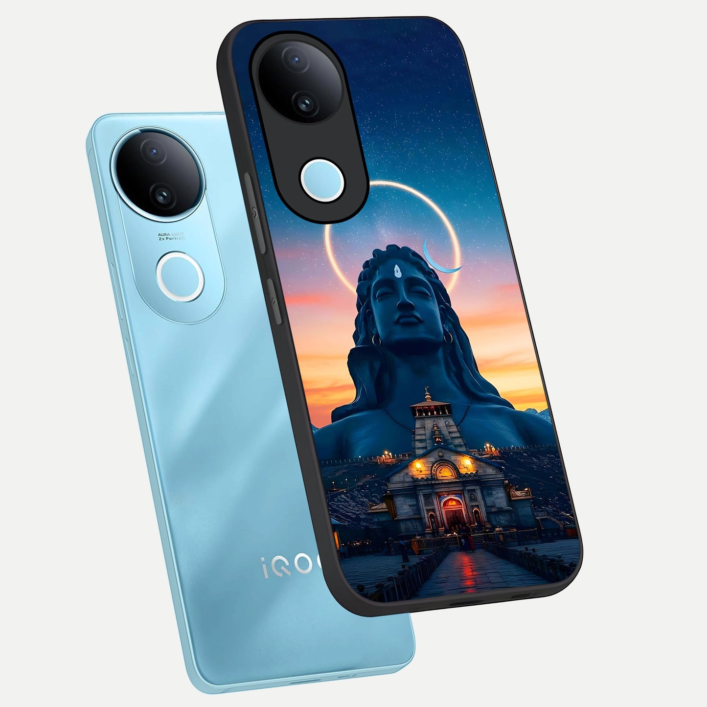  Eternal Shiva Aura phone case for  iQOO Z10R showing premium glass back cover with detailed artwork
