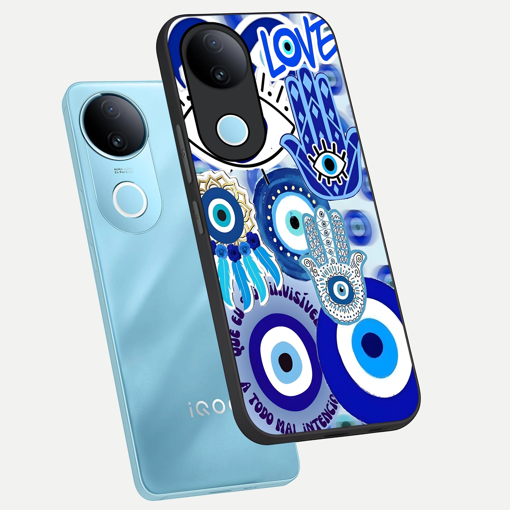  Evil Eyes Dream phone case for  iQOO Z10R showing premium glass back cover with detailed artwork