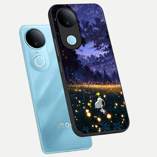  Firefly Meadow Magic phone case for  iQOO Z10R showing premium glass back cover with detailed artwork