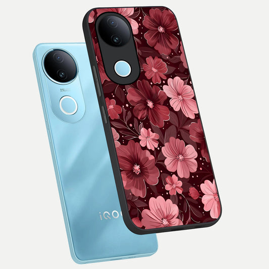  Flower Blush Bloom phone case for  iQOO Z10R showing premium glass back cover with detailed artwork