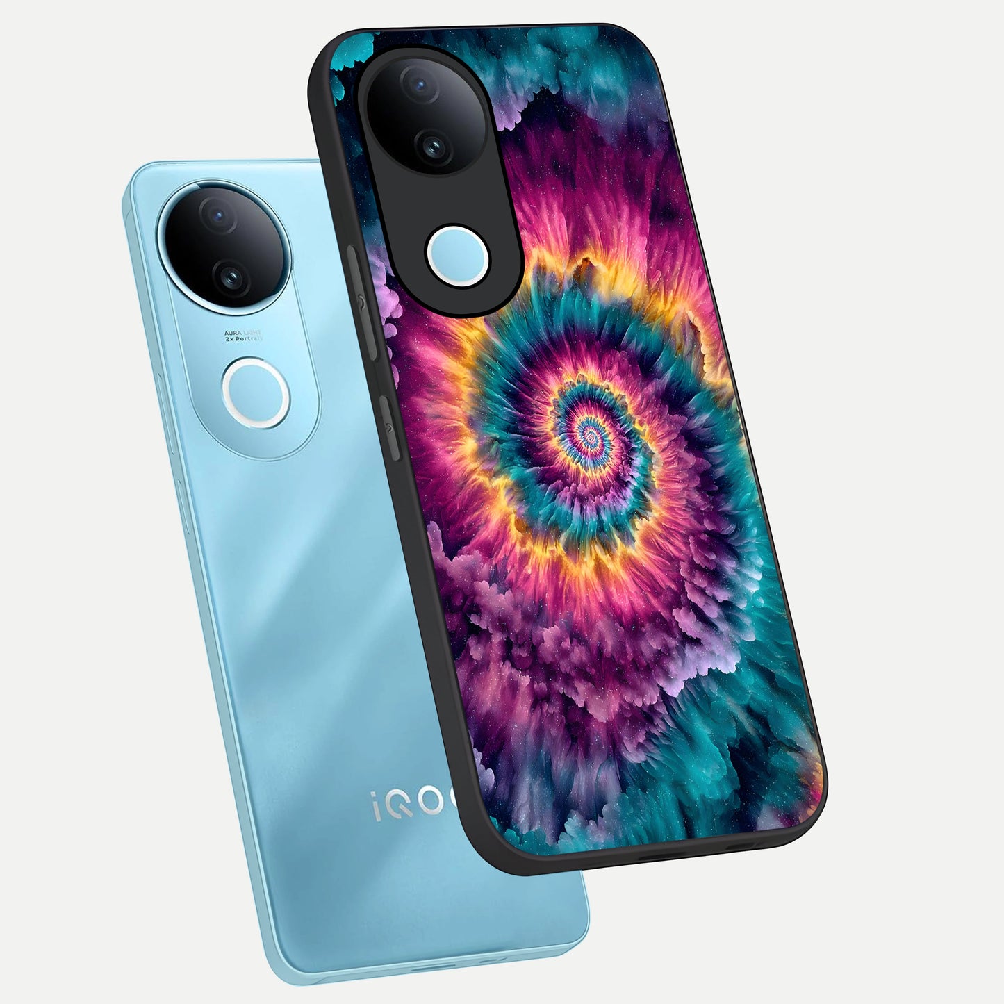  Galactic Spiral Burst phone case for  iQOO Z10R showing premium glass back cover with detailed artwork