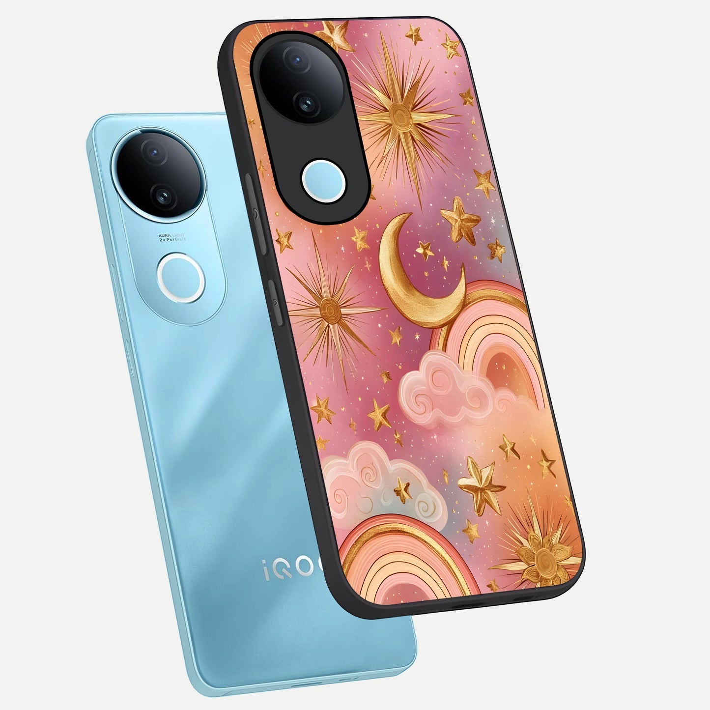  Golden Celestial Dreams phone case for iQOO Z10R showing premium glass back cover with detailed artwork