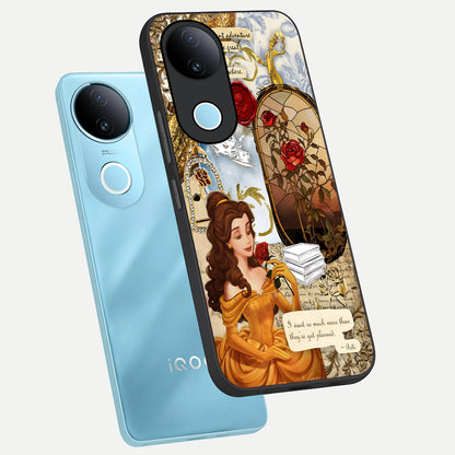  Golden Dream Belle phone case for iQOO Z10R showing premium glass back cover with detailed artwork