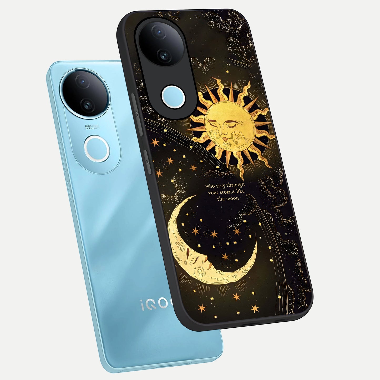  Golden Lunar Love phone case for iQOO Z10R showing premium glass back cover with detailed artwork