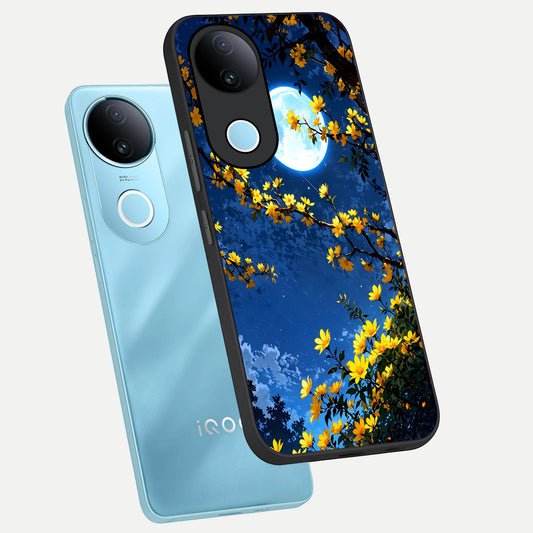  Golden Night Glow phone case for iQOO Z10R showing premium glass back cover with detailed artwork