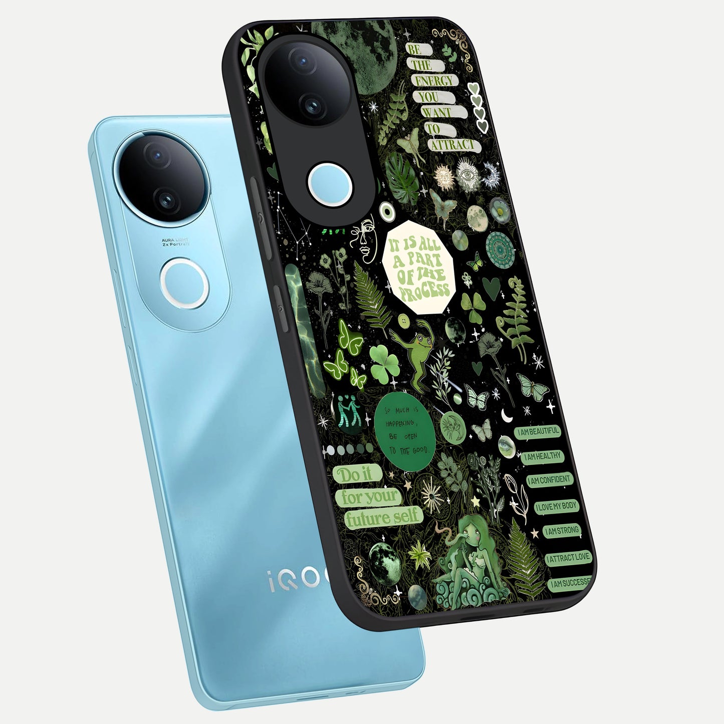  Green Mandala Pattern phone case for iQOO Z10R showing premium glass back cover with detailed artwork
