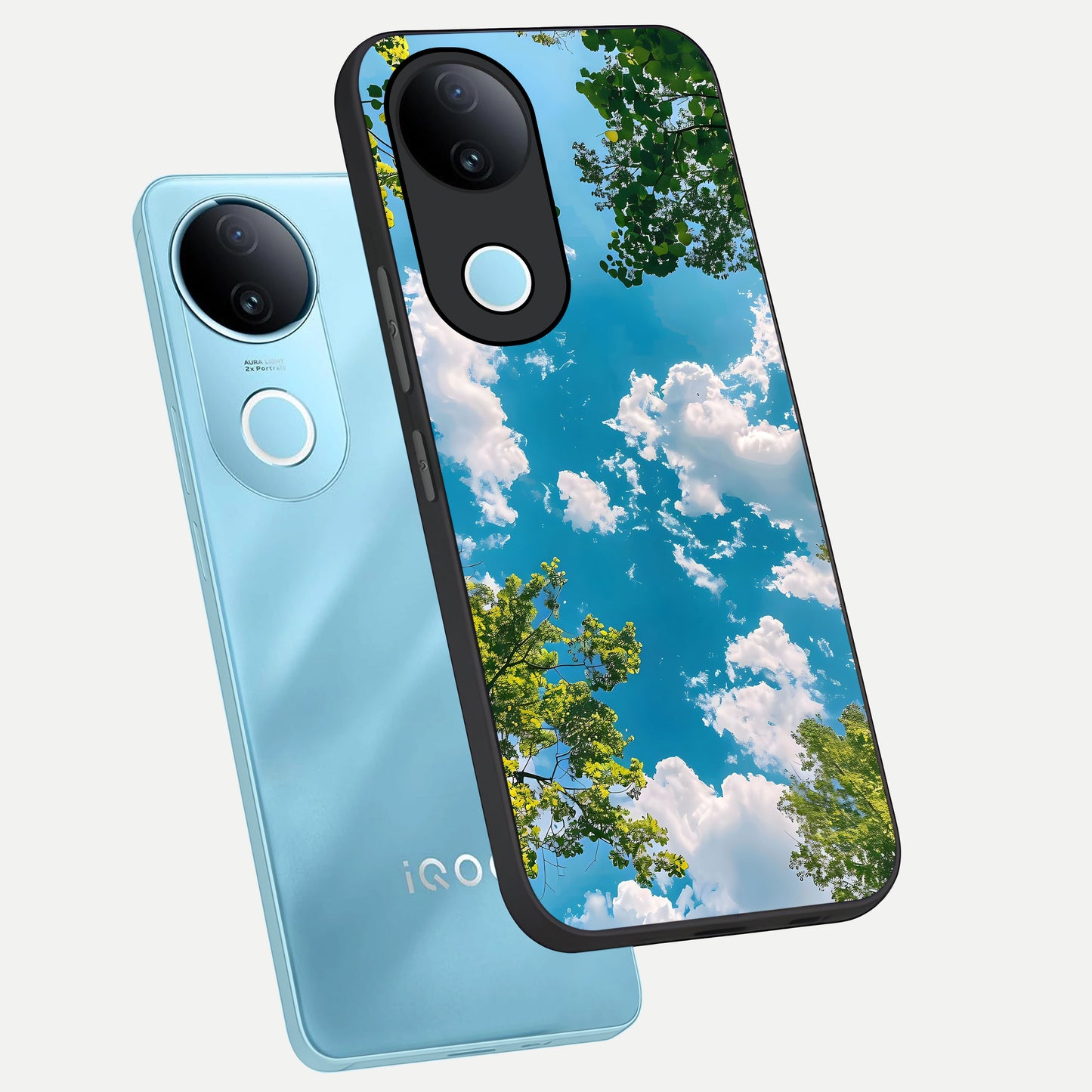  Green Moon Energy phone case for iQOO Z10R showing premium glass back cover with detailed artwork