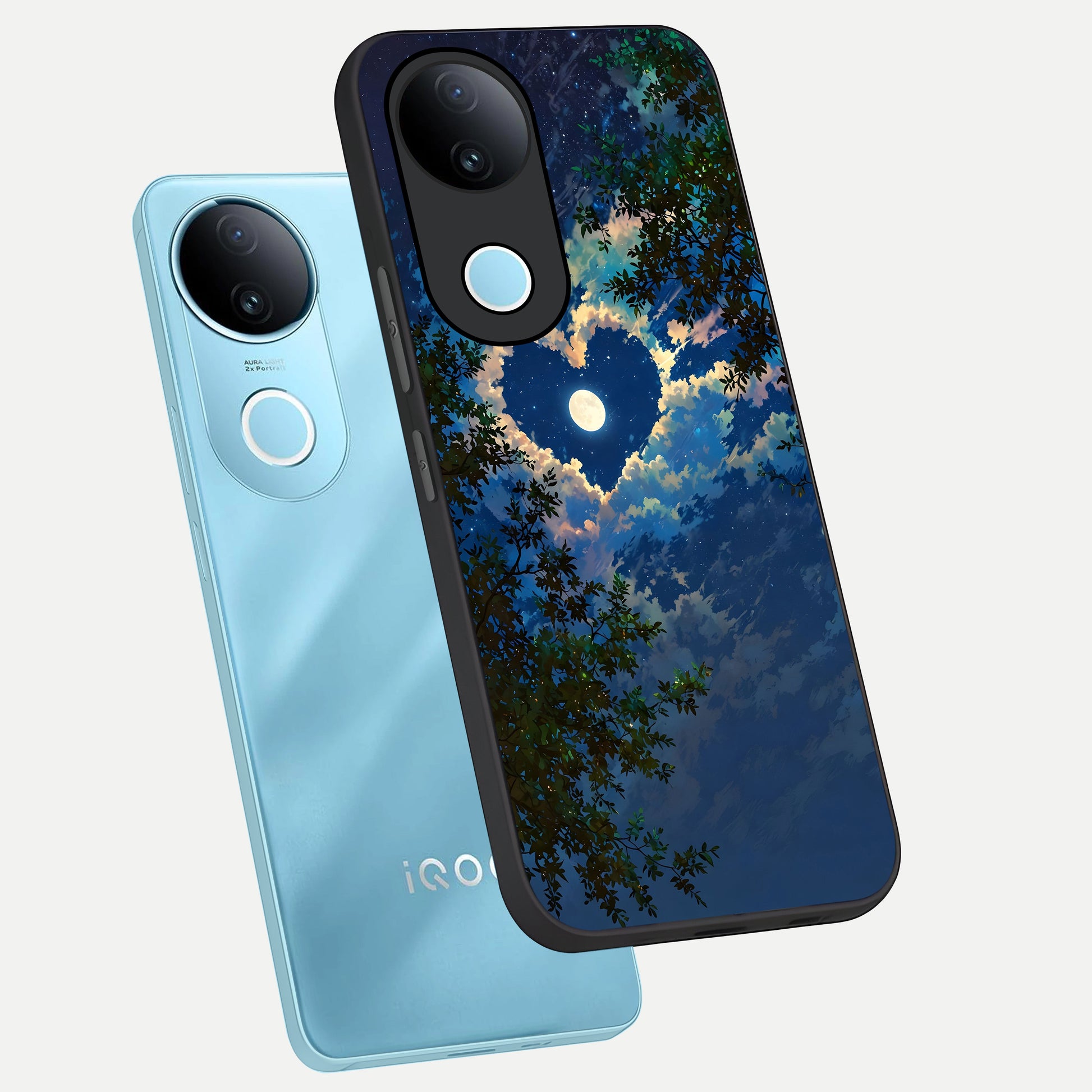  Heart With Moon Sky phone case for iQOO Z10R showing premium glass back cover with detailed artwork
