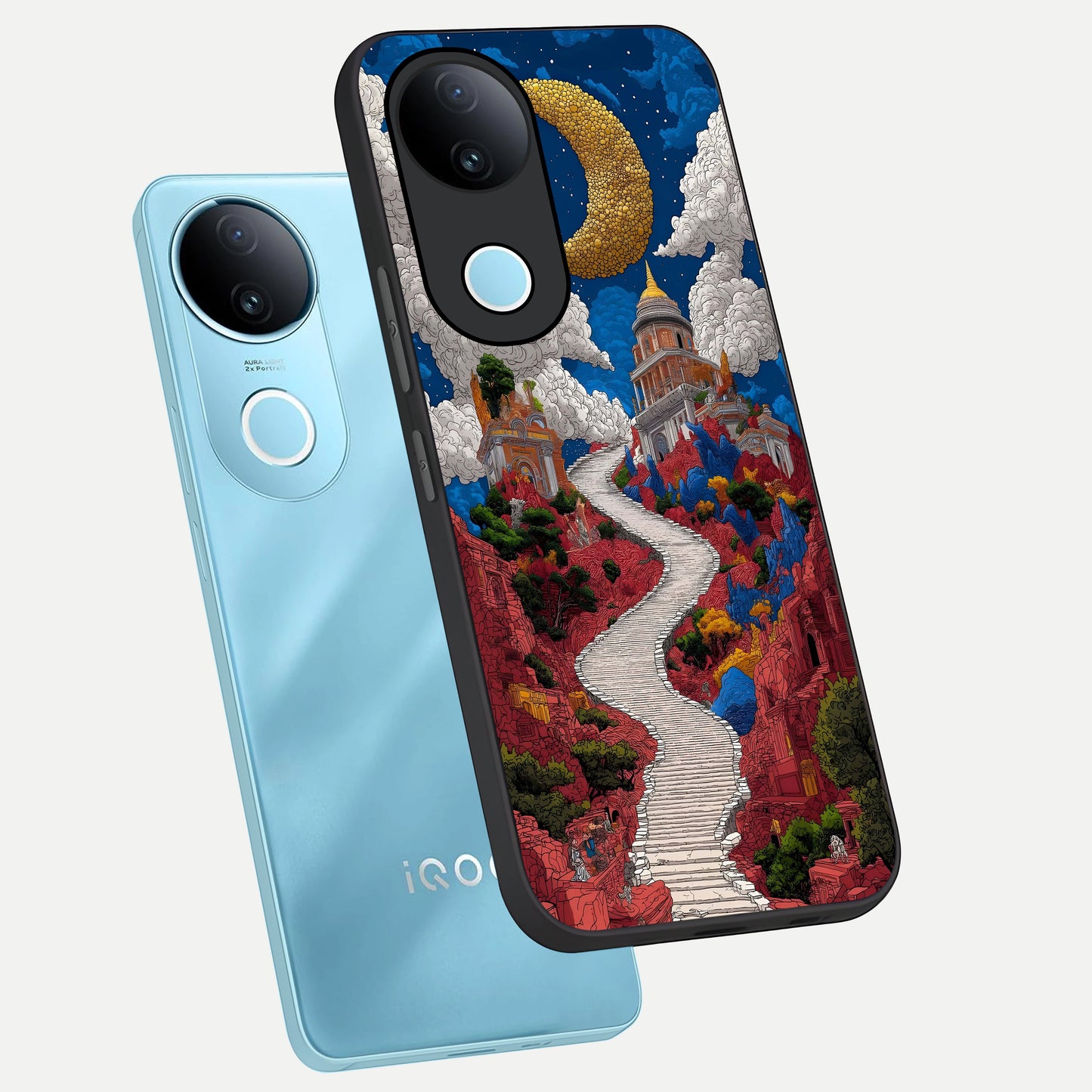  Heavenly Moon Path phone case for  iQOO Z10R showing premium glass back cover with detailed artwork