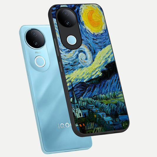  Inspired Van Gogh Art phone case for iQOO Z10R showing premium glass back cover with detailed artwork