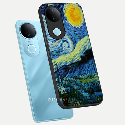  Inspired Van Gogh Art phone case for  iQOO Z10R showing premium glass back cover with detailed artwork