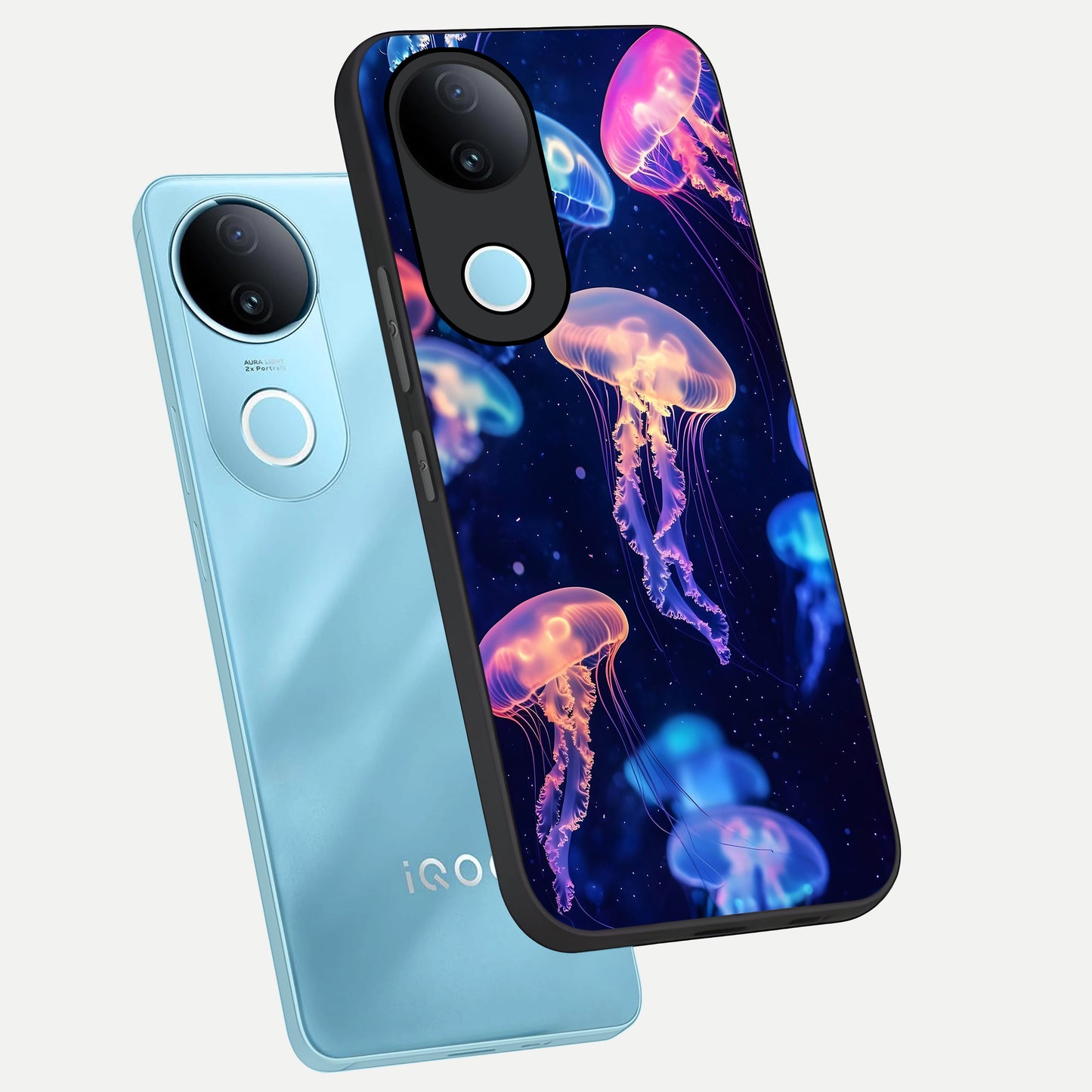  Jellyfish Pattern phone case for  iQOO Z10R showing premium glass back cover with detailed artwork