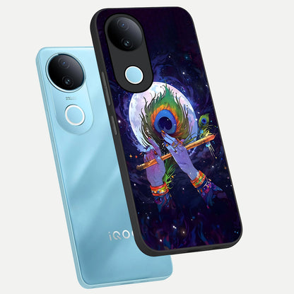  Krishna Hands Art phone case for iQOO Z10R showing premium glass back cover with detailed artwork
