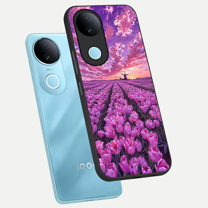 Lavender Dream Skies phone case for iQOO Z10R showing premium glass back cover with detailed artwork