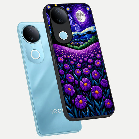  Lavender Moon Field phone case for  iQOO Z10R showing premium glass back cover with detailed artwork
