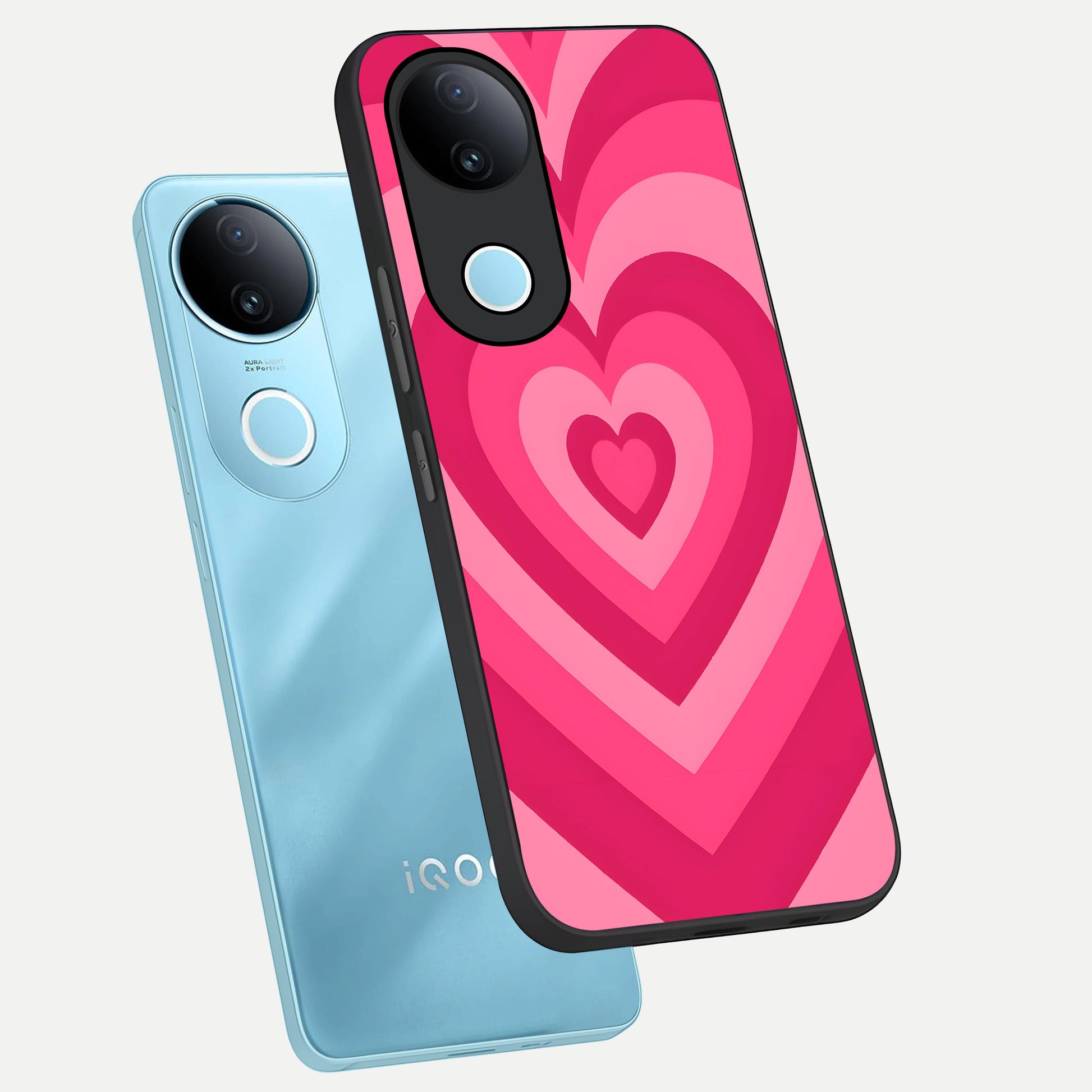  Layered Love Hearts phone case for  iQOO Z10R showing premium glass back cover with detailed artwork