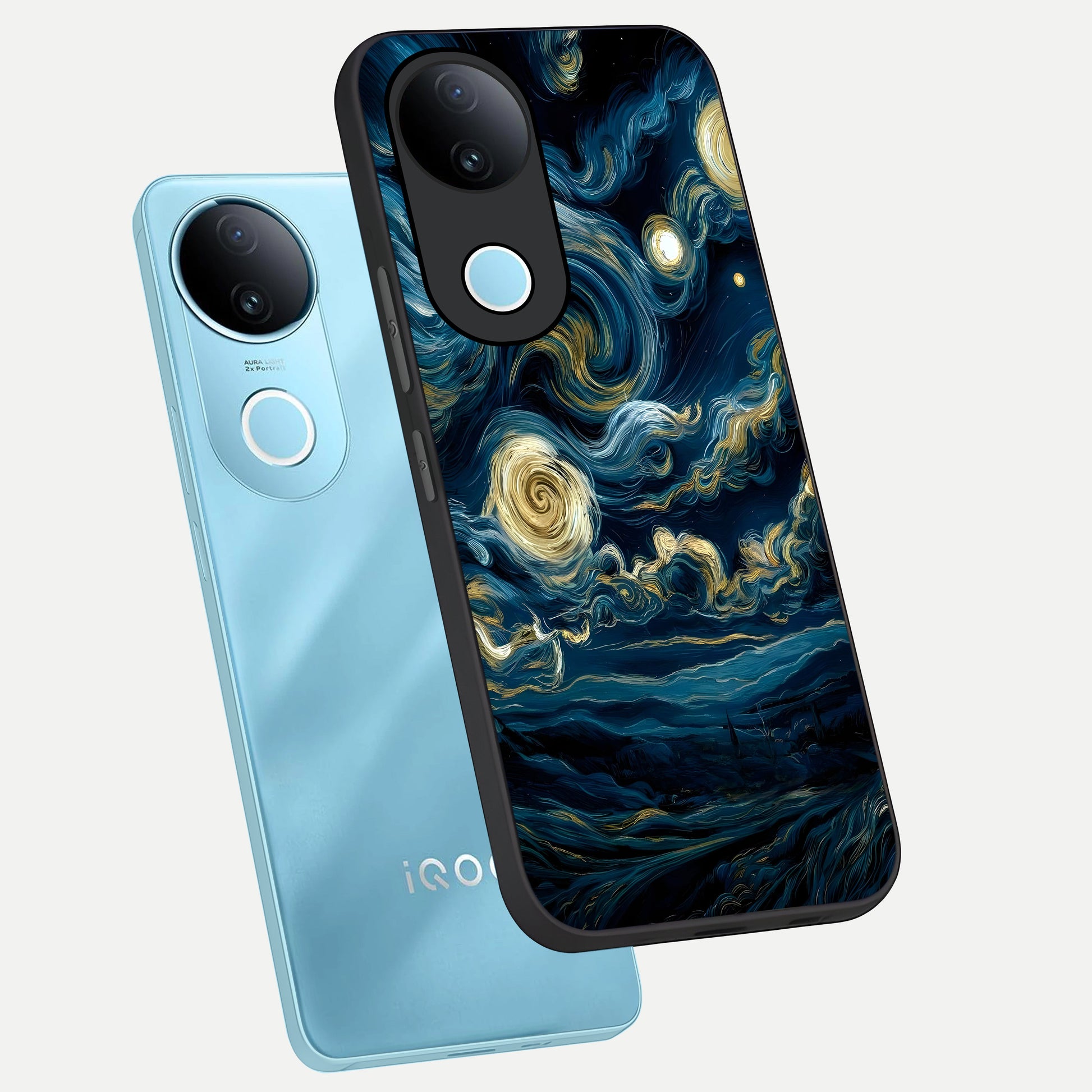  Midnight Sky Whirl phone case for  iQOO Z10R showing premium glass back cover with detailed artwork