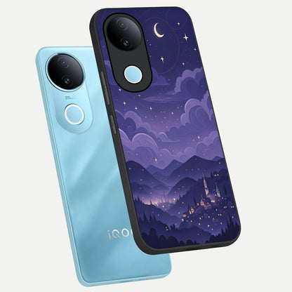  Minimal Night View phone case for iQOO Z10R showing premium glass back cover with detailed artwork