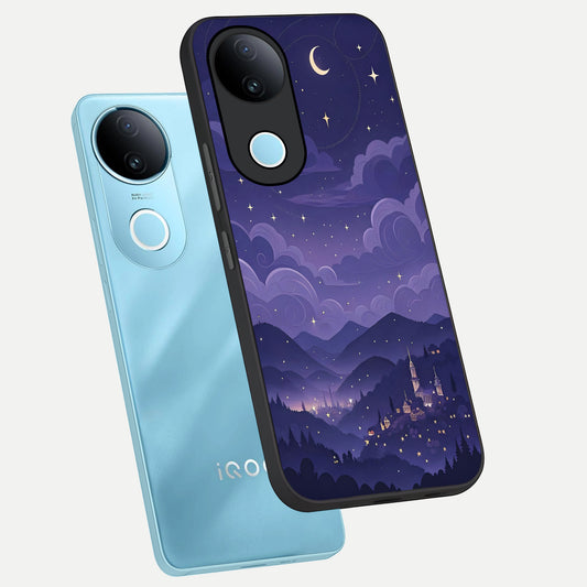  Minimal Night View phone case for iQOO Z10R showing premium glass back cover with detailed artwork