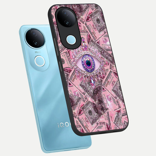  Money Eye Luxe phone case for  iQOO Z10R showing premium glass back cover with detailed artwork