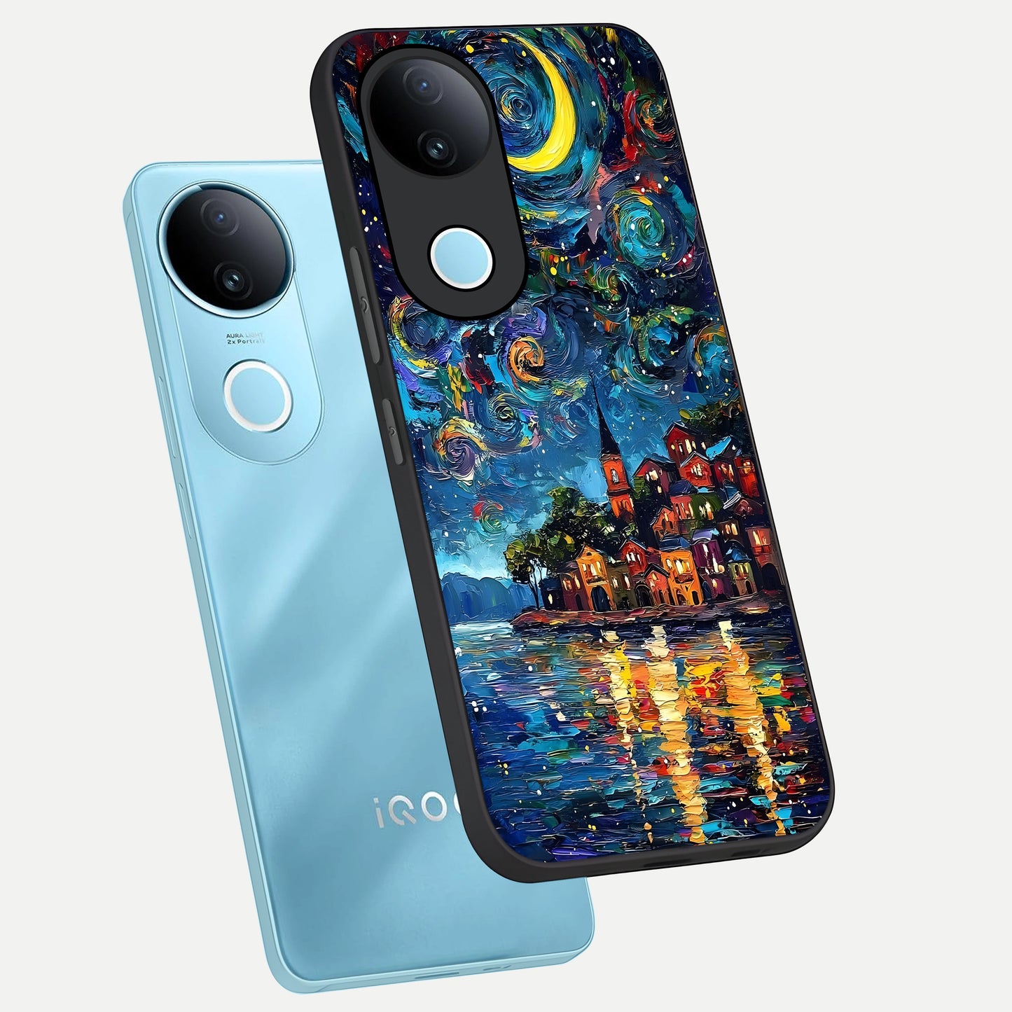  Moonlight Harbor Glow phone case for  iQOO Z10R showing premium glass back cover with detailed artwork