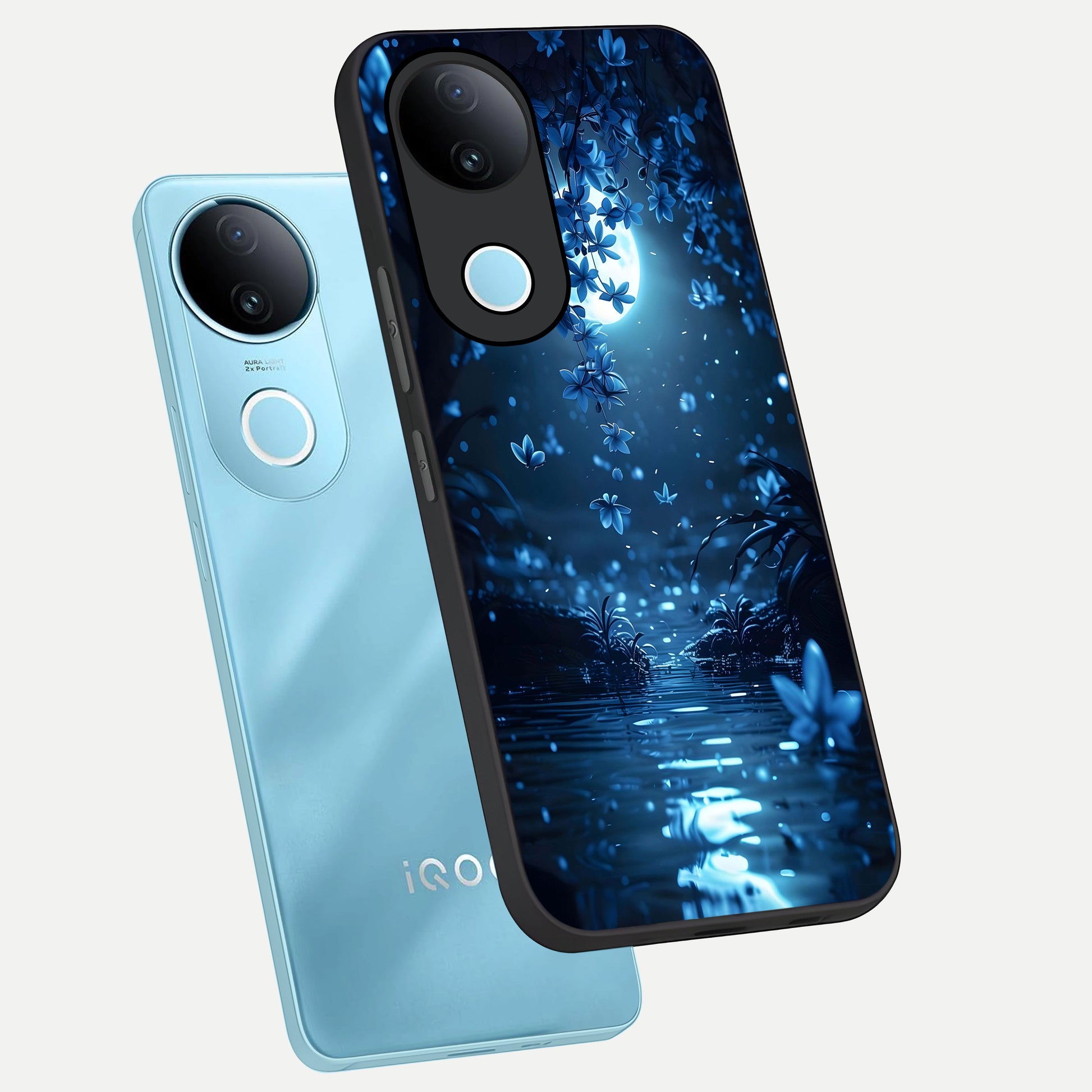  Moonlight Petal Dream phone case for  iQOO Z10R showing premium glass back cover with detailed artwork